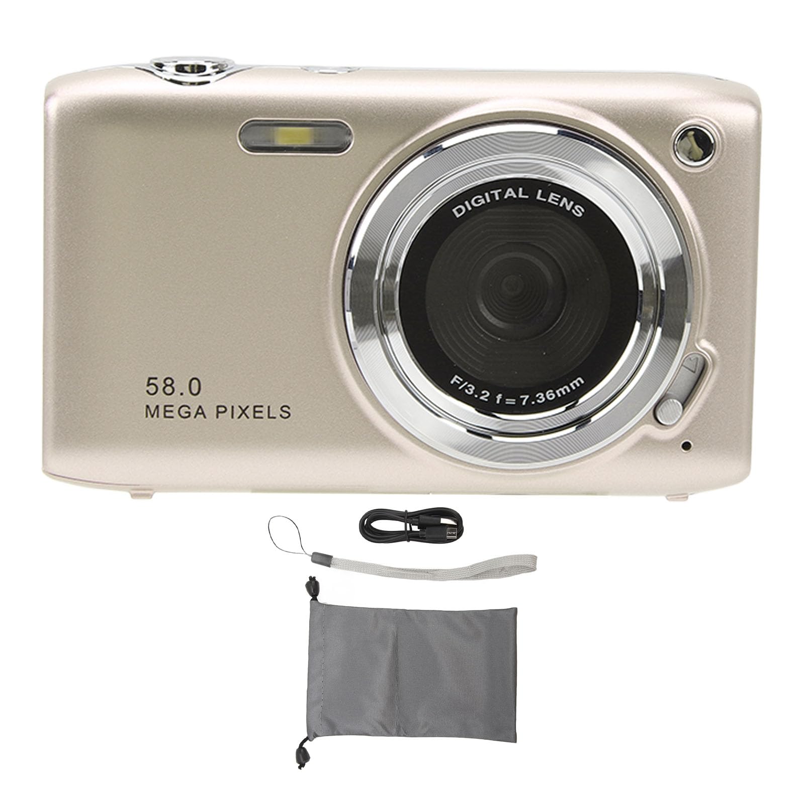 4K Digital Video Camera with Auto Focus - 58MP, 2.88 Inch LCD Screen for Vlogging, Travel & Daily Recording (Gold) | Perfect for YouTube, Family Events & Outdoor Adventures