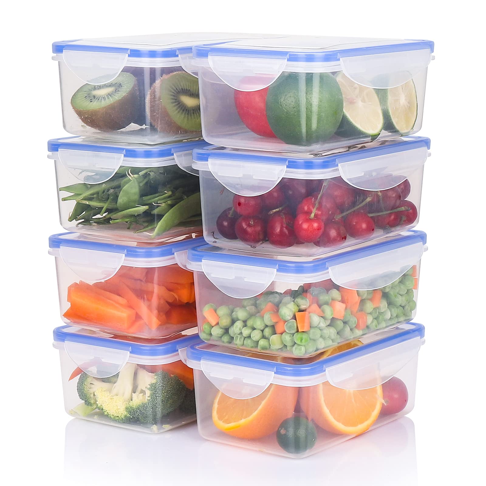 Mengico 8-Pack 38oz Airtight Plastic Food Storage Containers with Lids - Perfect for Meal Prep, Lunch, Leftovers & Kitchen Organization