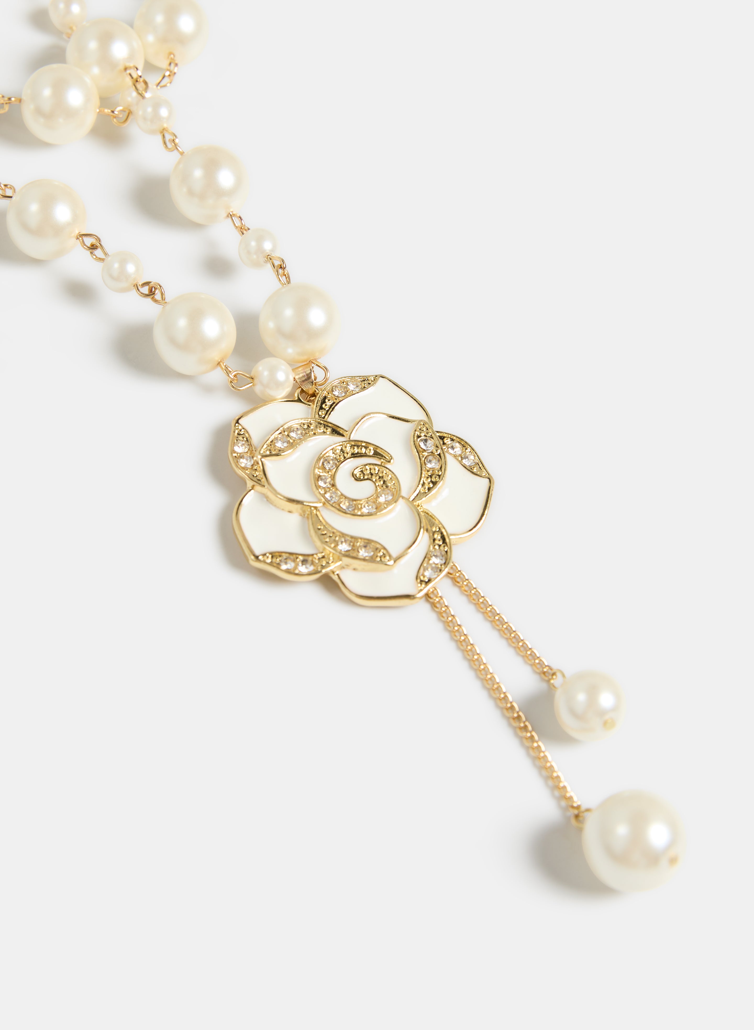 Elegant Floral Pearl Pendant Necklace for Women - Dainty Rose Gold Jewelry Gift for Wedding, Anniversary & Special Occasions