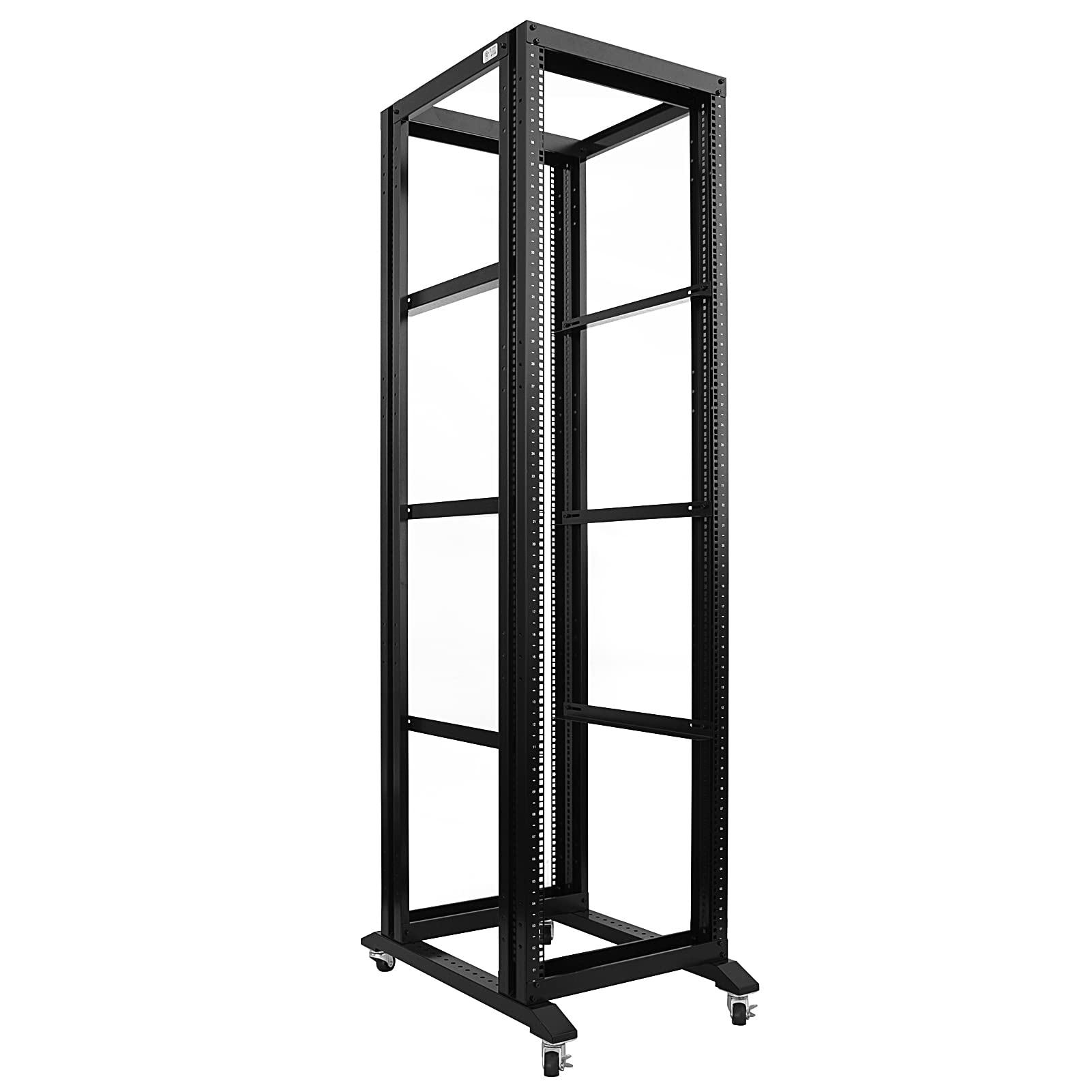 42U 4-Post Open Frame Server Rack - 19 Inch Steel & Aluminum Rack for Data Center, Audio Equipment - 24 Inch Depth, UL Certified - Ideal for IT, Networking, and Studio Use