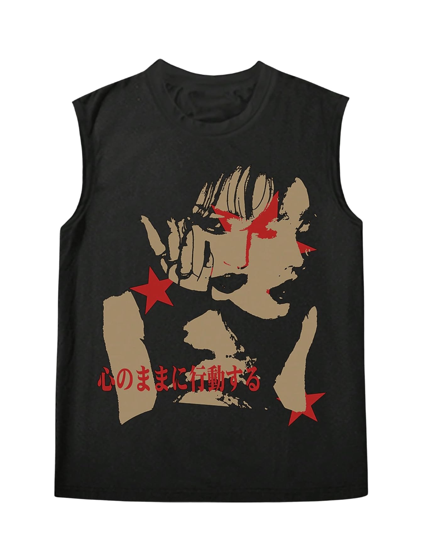Verdusa Men's Graphic Crew Neck Tank Tops - Punk Letter Print Sleeveless Summer Shirts for Casual Wear, Gym & Street Fashion