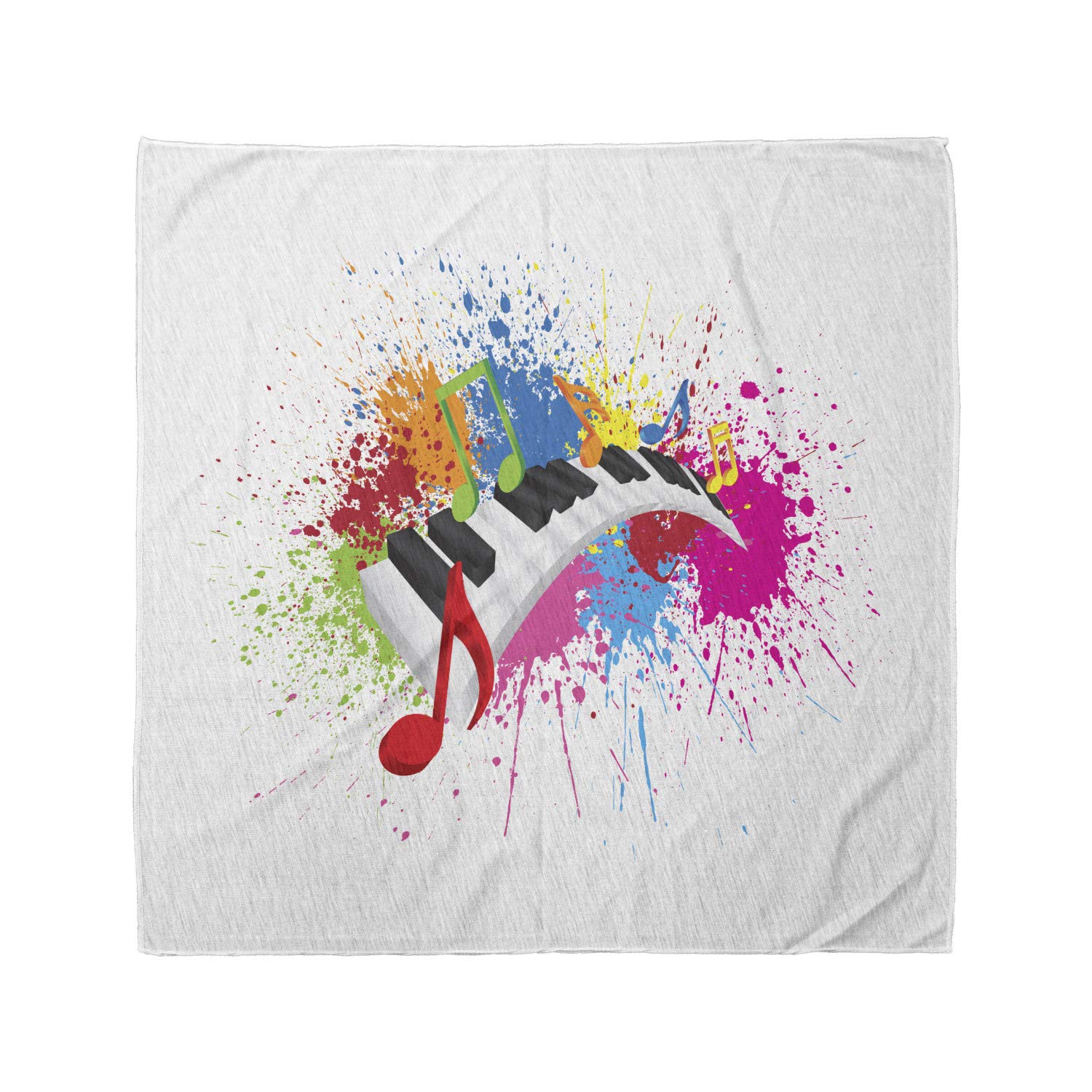 Ambesonne Music Bandana - Paint Splatter Keyboard Design Unisex Head & Neck Scarf for Men & Women | Perfect for Concerts, Music Festivals & Rock Style Accessories