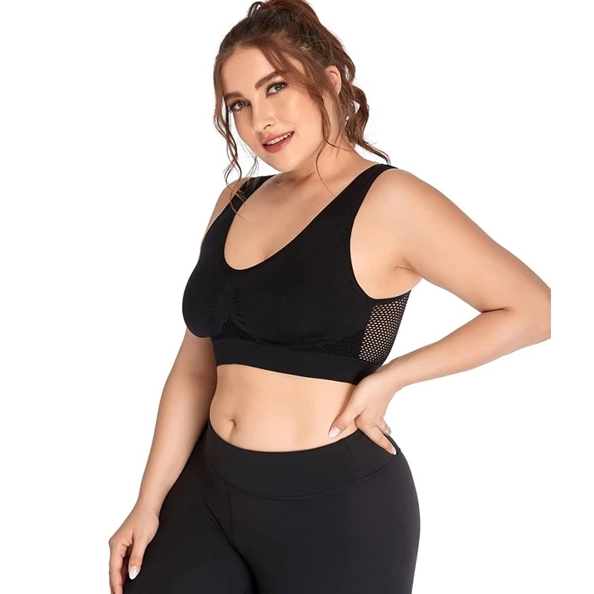 Plus Size Sports Bras for Women - Light Support Seamless Wireless Workout Yoga Gym Fitness Bras, Tank Tops & Crop Tops - Perfect for Yoga, Gym, Running and Sleeping