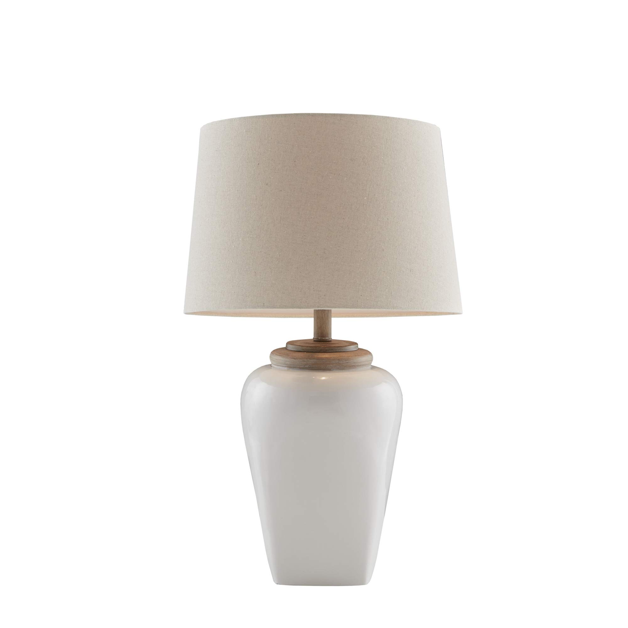 INK+IVY Jemma Table Lamp - Modern Ceramic Base with Tapered Drum Shade, 15