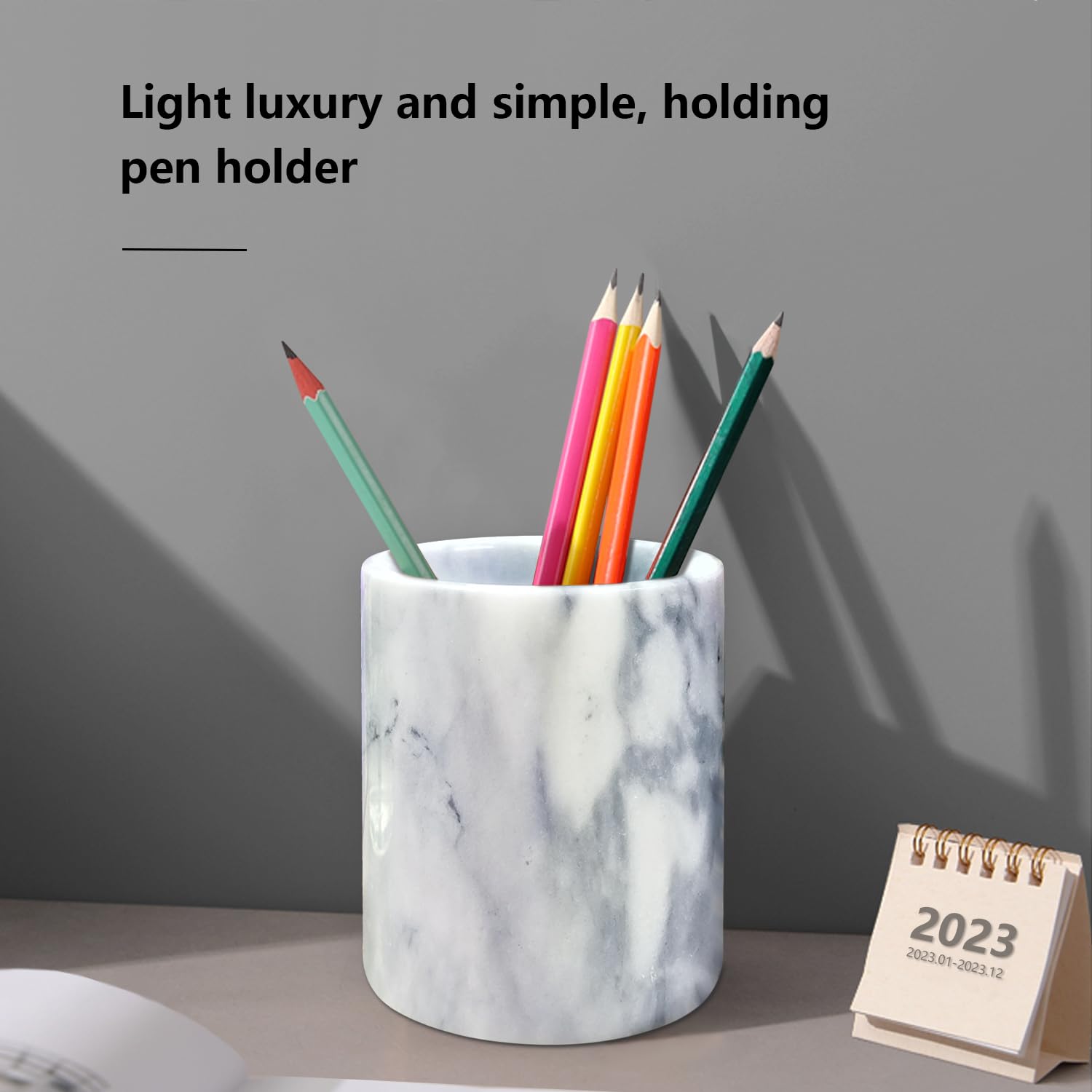 Marble Pencil Holder & Makeup Brush Organizer - Stylish Desk Accessory for Home & Office, Durable Marble Pattern Cup for Kids, Perfect Gift Idea (Gray) | Great for School Supplies, Cosmetics & Office Organization