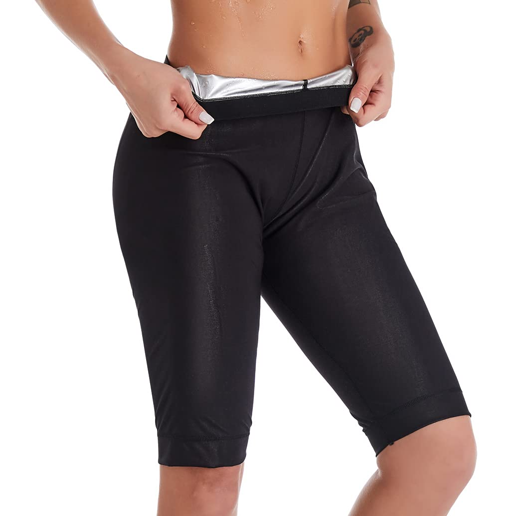 Bakerdani Thermo Sweat Sauna Shorts for Women - High Waist Workout Capri Pants for Fitness, Exercise & Hot Yoga - Body Shaping & Weight Loss - Perfect for Gym, Running & Home Workouts