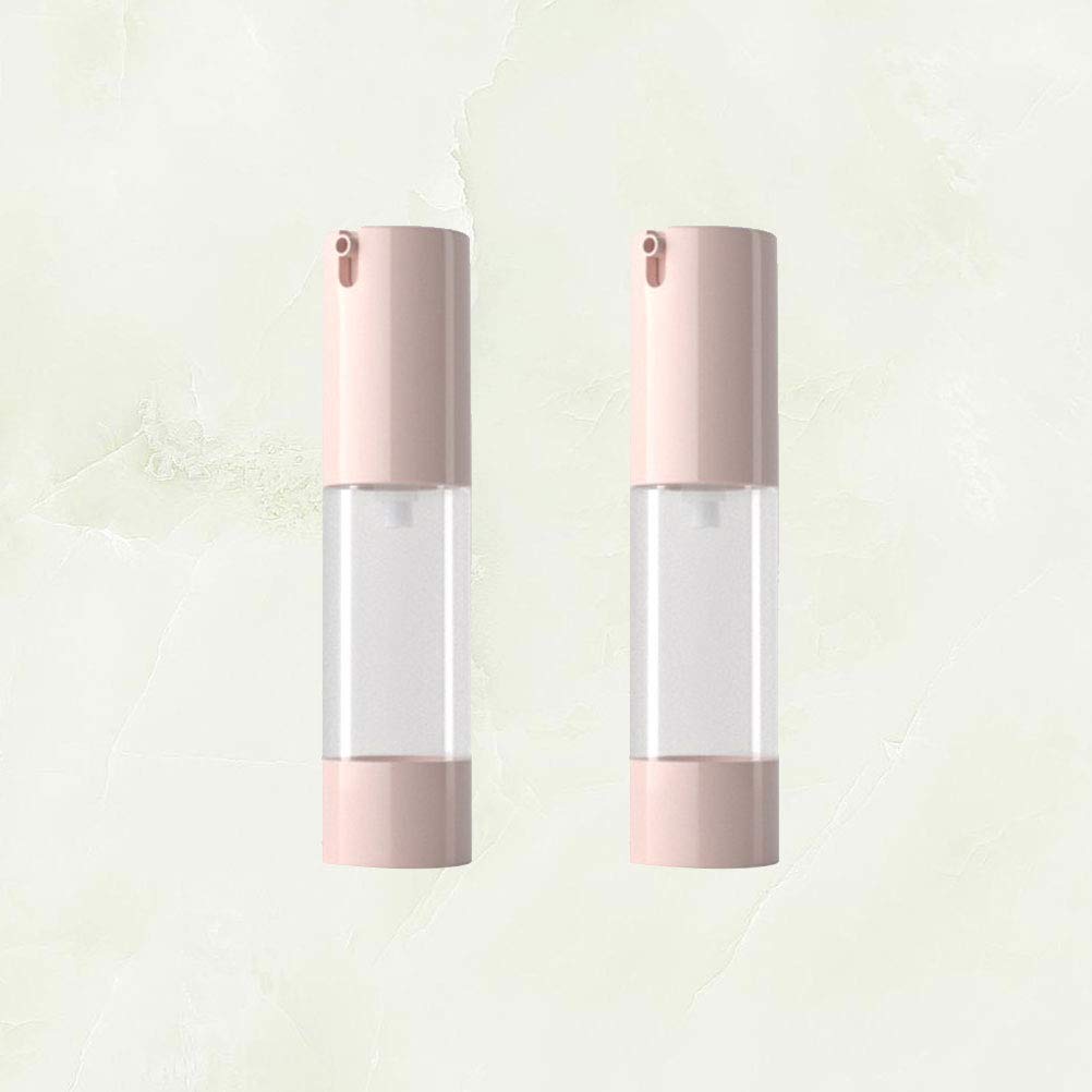 2-Pack Pink Airless Pump Bottles - Leak-Proof Travel Spray Bottles for Toiletries, Cosmetics & Lotion | Portable Dispenser for Skincare, Haircare & Makeup | Perfect for Home, Travel & Salon Use