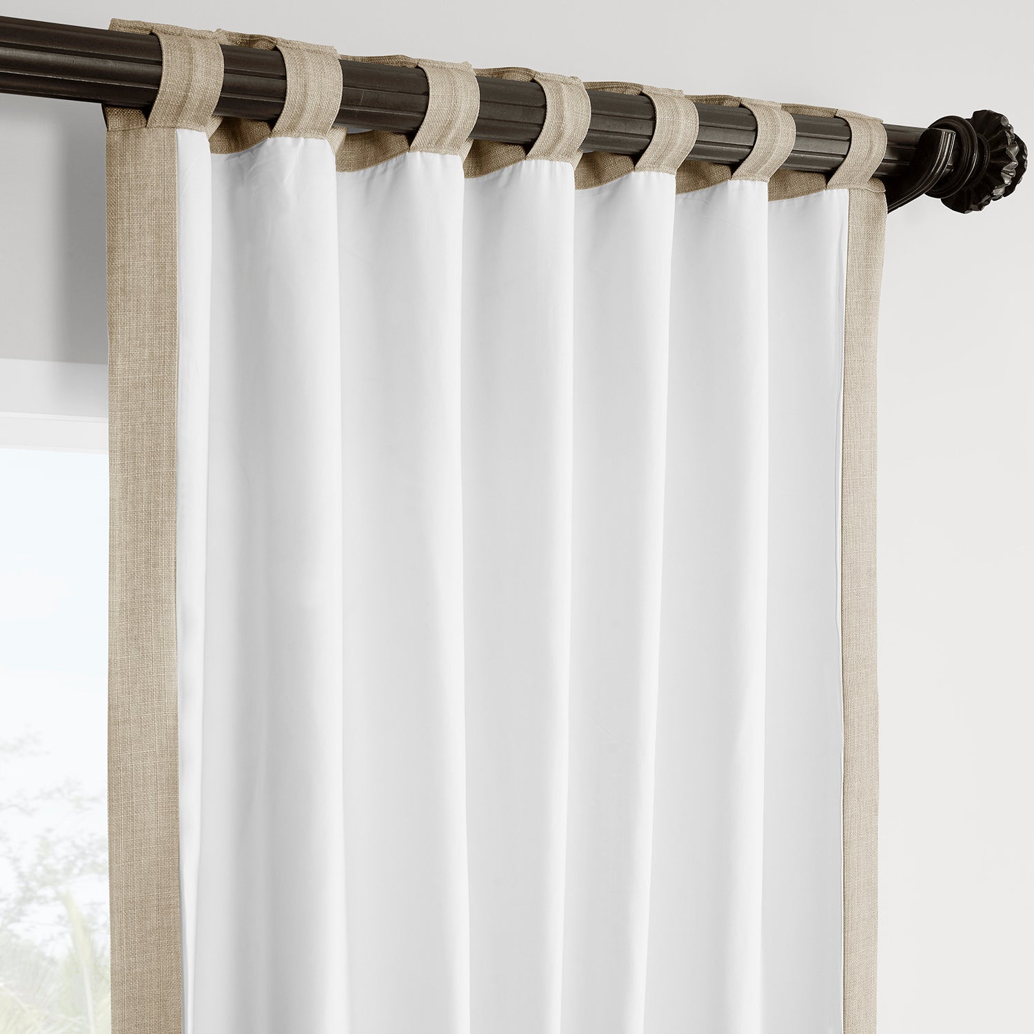 Sepia Tan Italian Faux Linen Blackout Curtains - Elegant Room Darkening Window Drapes for Bedroom & Living Room