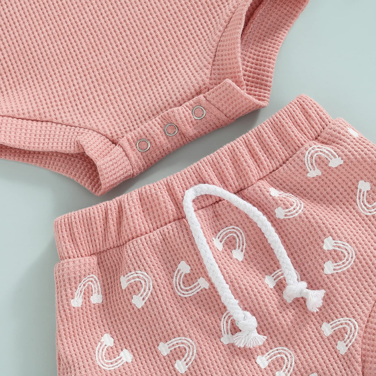 **Douhoow Baby Girl Rainbow Boho Outfit - Sleeveless Romper & Bloomer Shorts Set for Newborns & Infants | Perfect for Summer, Photo Shoots & Casual Wear**