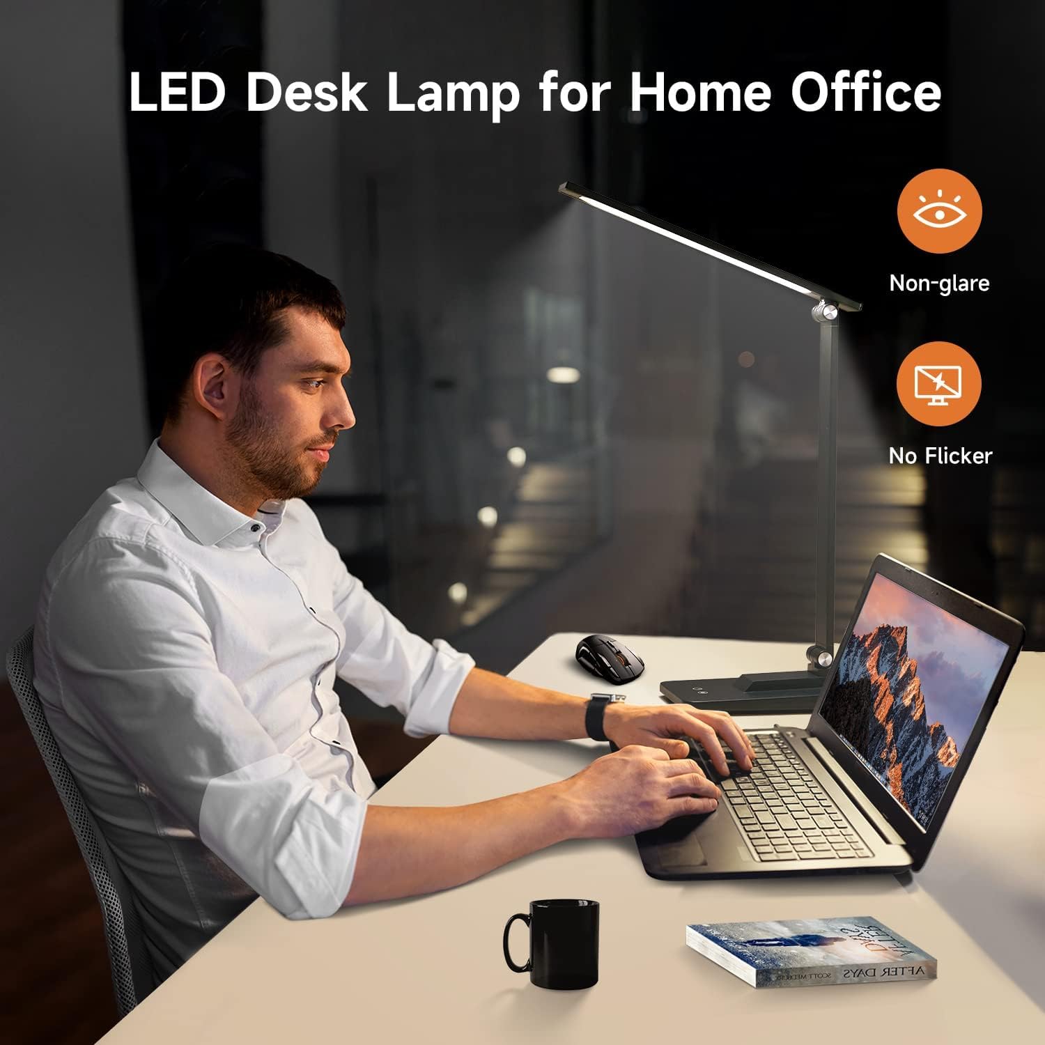 Mubarek LED Desk Lamp - 15 Lighting Modes, 500 Lumen Dimmable Table Light, Adjustable & Foldable Office Study Lamp for Reading, Working, Bedside Use
