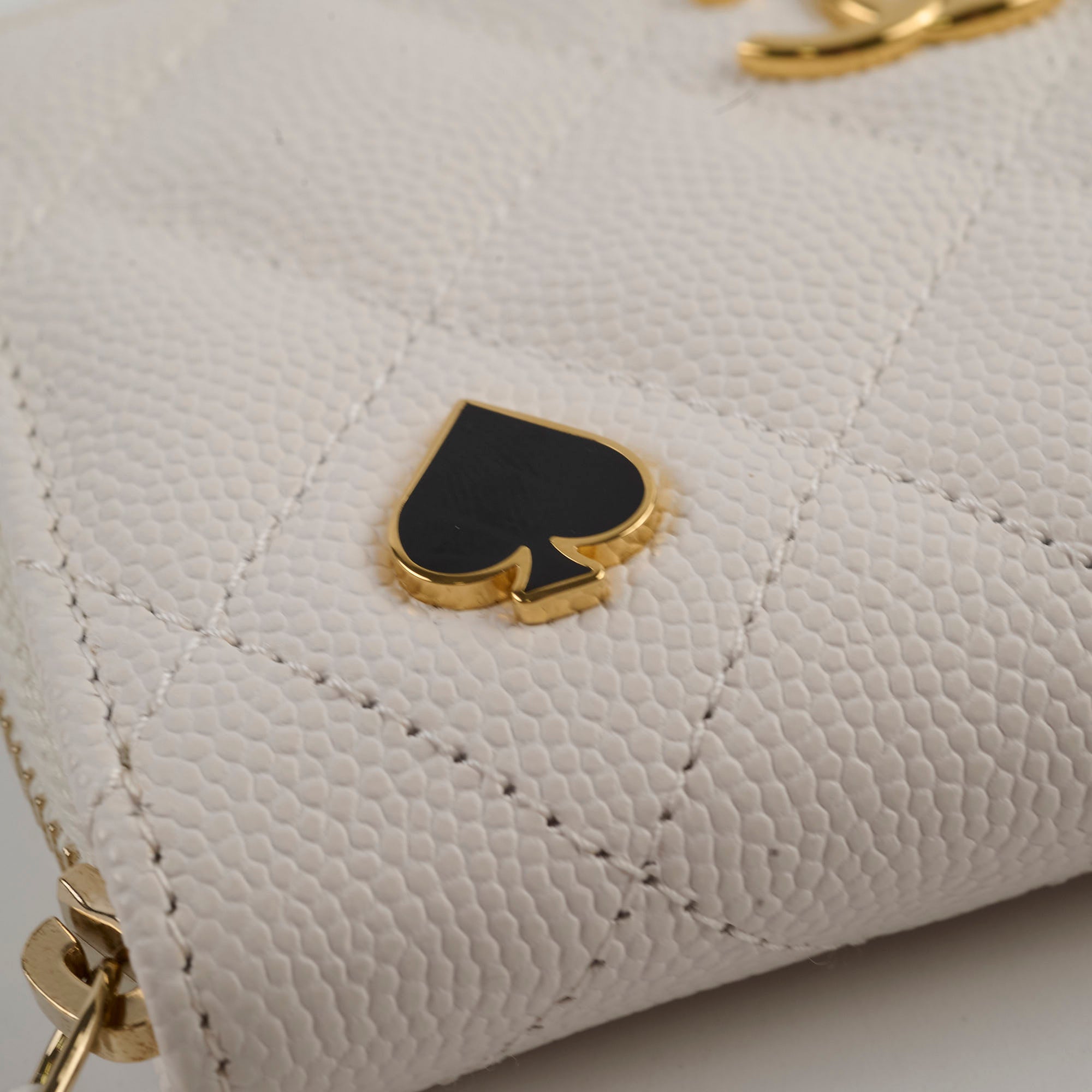 Chanel Caviar Enamel Coco Casino Zippy Card Holder in White | Luxury Leather Wallet for Credit Cards & Cash | Perfect for Everyday Use, Travel & Gifting