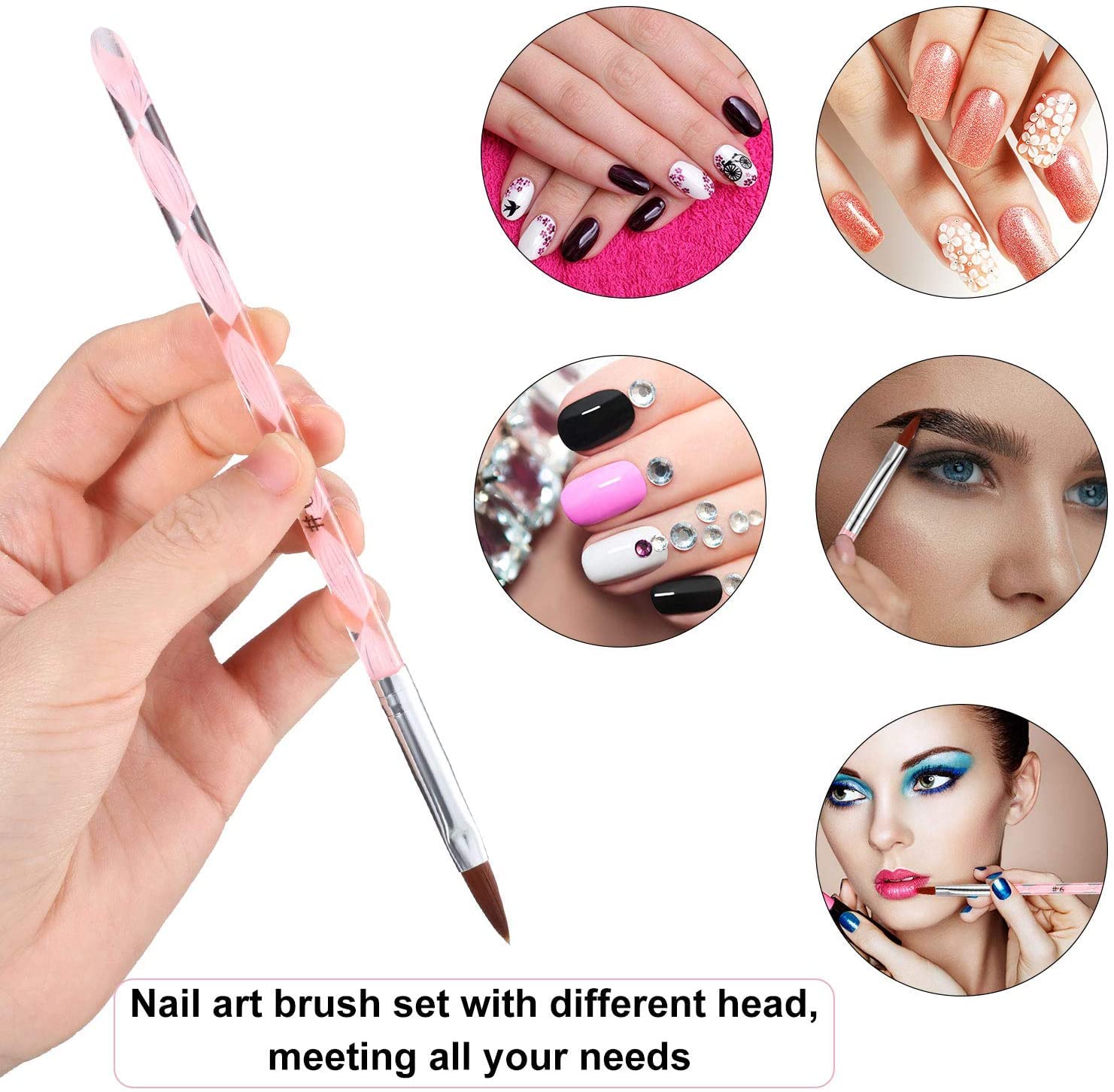 RoyalKart 5-Piece Acrylic Brush Pen Set with 5 Nail Art Dotting Tools - Professional Salon Quality Nail Design Kit for Artists, DIY Manicures & Home Nail Art