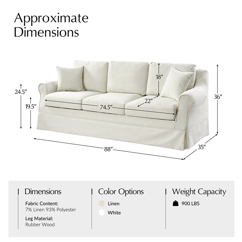 Belanda Linen Fabric Sofa with Removable Slipcover - Perfect for Living Room, Lounge & Cozy Home Decor