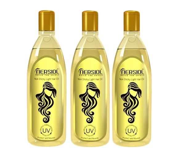 Nersiol UV Protective Hair Oil with Vitamin E - Color Protection, Anti-Hair Fall & Smoothing Treatment for Damaged Hair | 200ml Bottle (Pack of 3) | Daily Hair Care for Sun, Pool & Styling Protection