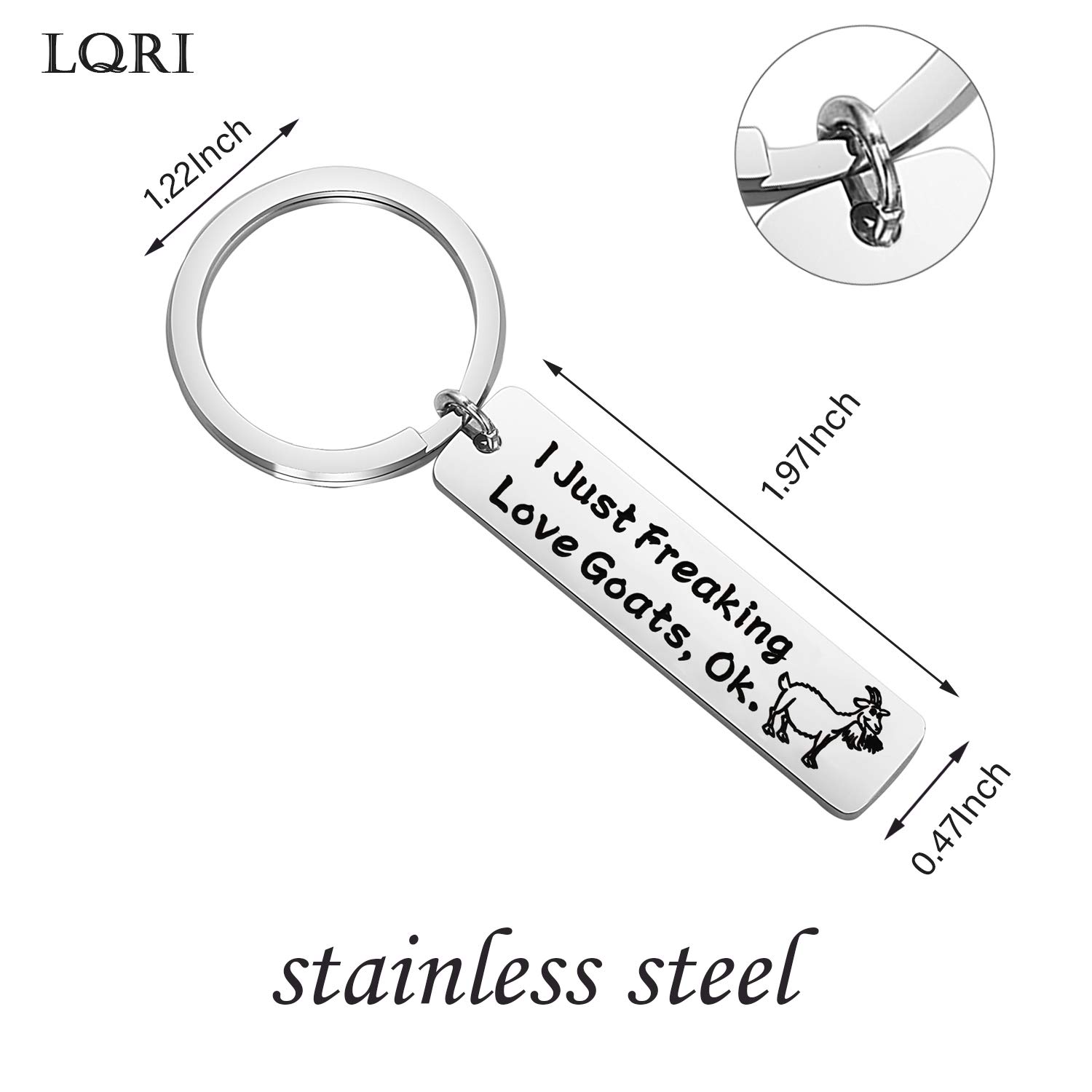 LQRI Funny Goat Keychain - Perfect Gift for Goat Lovers, Farmers & Crazy Goat Ladies | Silver Farm Animal Keyring for Pet Goat Enthusiasts | Great for Birthdays, Christmas & Farm-Themed Parties