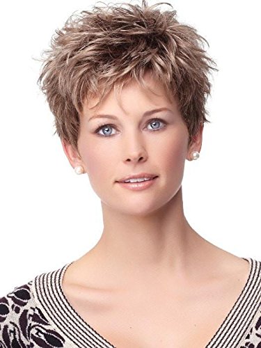 Gabor Zest Wig Color G4+ Dark Chocolate Mist - Short Textured Boy Cut Synthetic Wig with Average Cap, Capless Design, Wide Stretch & Thinner Lace for Comfort | Perfect for Hair Loss, Everyday Wear & Styling | Includes MaxWigs Hair Loss Booklet