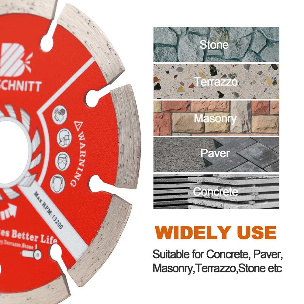 8pcs 4-1/2 Inch Diamond Blade Set for Granite, Stone, Masonry - 115mm Wet/Dry Cutting Disc with 7/8