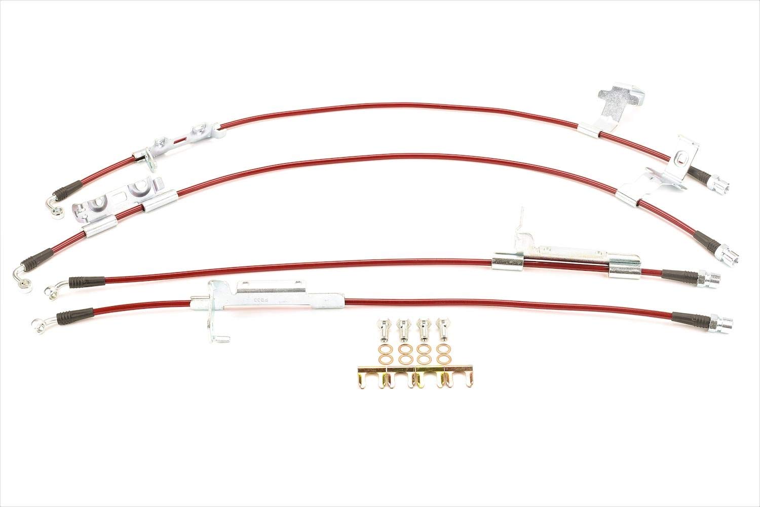 Power Stop BH00142 Stainless Steel Front & Rear Brake Hose Kit - High Performance Braking for Cars, Trucks & SUVs - Ideal for Off-Roading, Towing & Daily Driving