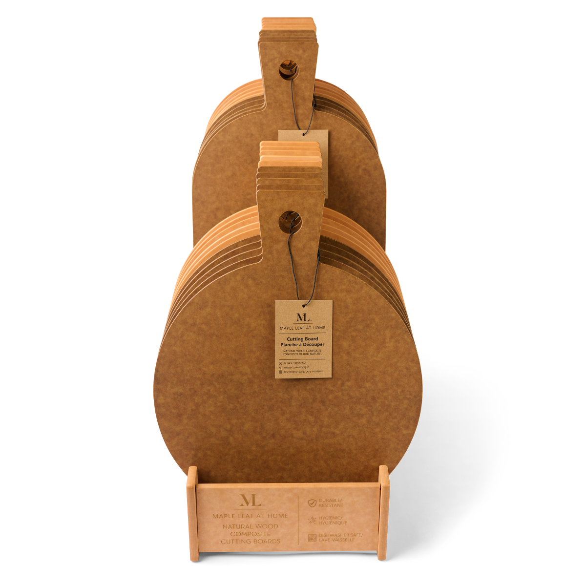 Natural Wood Composite Round Charcuterie Board - Perfect for Serving Cheese, Fruits & Appetizers at Parties & Gatherings