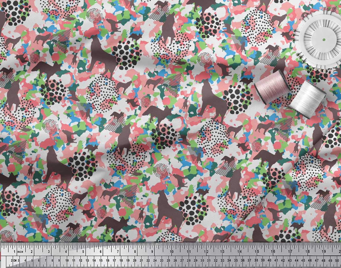 Soimoi Rayon Fabric by The Yard - 42 Inch Wide, Soft & Breathable Dot, Camouflage Texture & Wolf Animal Print for DIY Dresses, Curtains & Home Decor Projects