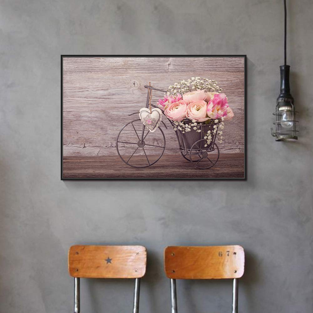 Floating Framed Canvas Wall Art - 16x24 Inch Retro Flower Print for Living Room & Bedroom Decor - Ready to Hang Home Decoration - Perfect for Modern & Vintage Interior Design Styles