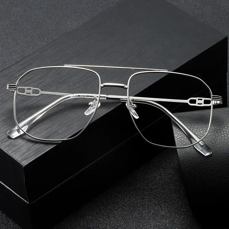 Aror Men's Full Rim Square Double Bridge Alloy Eyeglasses 34942 - Stylish Metal Frame Glasses for Men, Durable & Lightweight, Perfect for Work, Reading & Everyday Wear