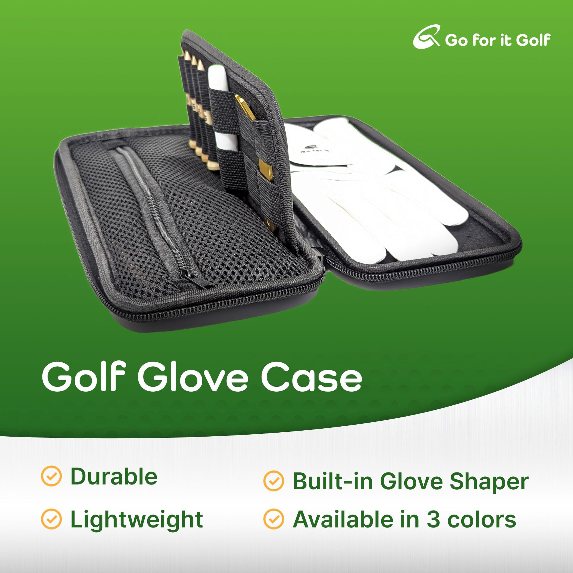 Wrinkle-Free Golf Glove Case with Shaper & Magnetic Holder - Organizer for Divot Tools & Accessories - Perfect for Golfers On-the-Go