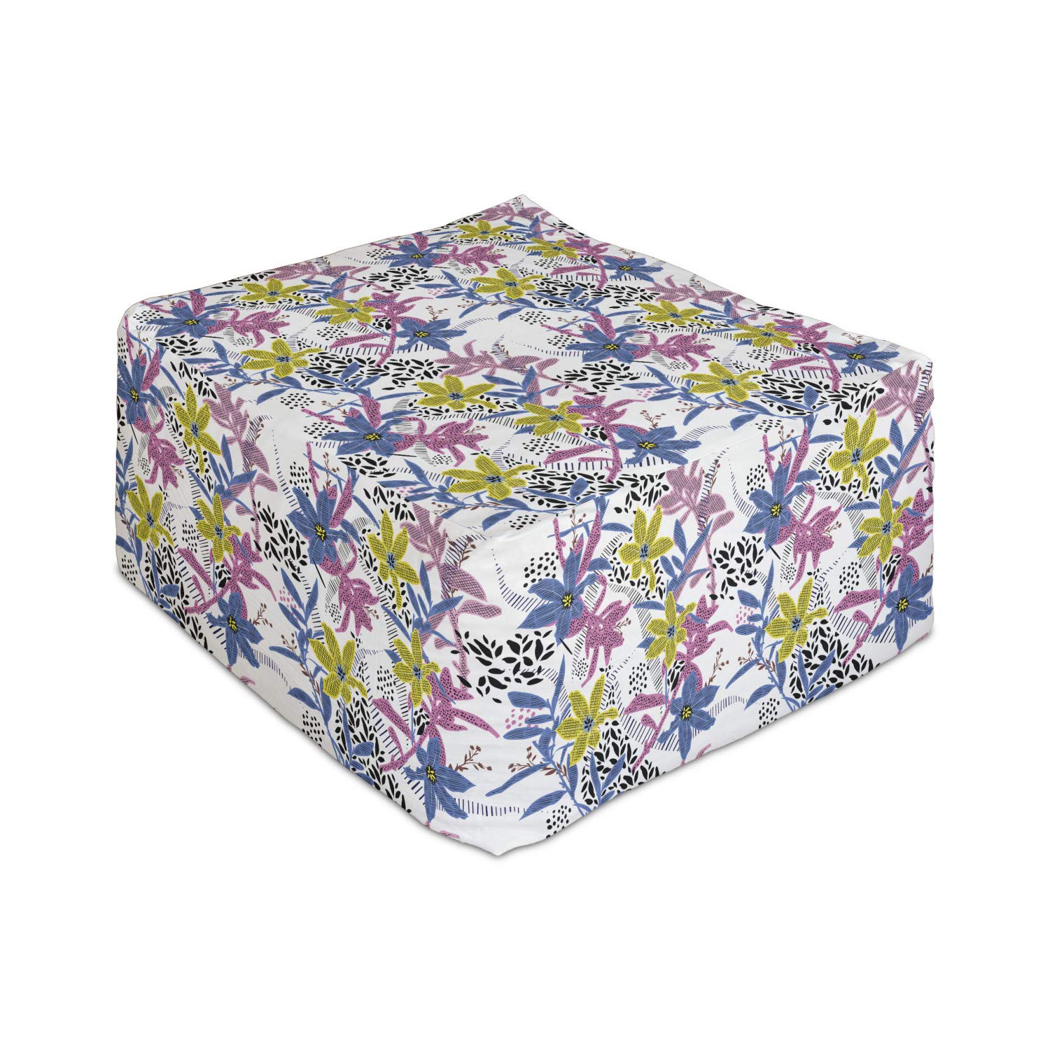 Ambesonne Botany Rectangle Pouf Ottoman - Modern Geometric Pastel Daffodil Design, 25