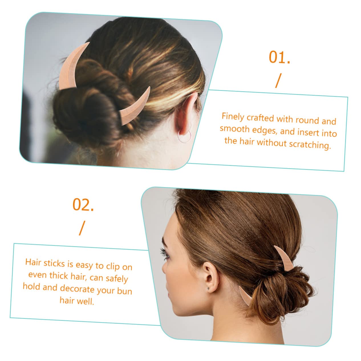 POPETPOP Wooden Hair Sticks for Women - Chinese Style Hairpins, Hair Barrettes & Bun Sticks with Natural Fragrance - Perfect for Updos, Weddings & Traditional Hairstyles