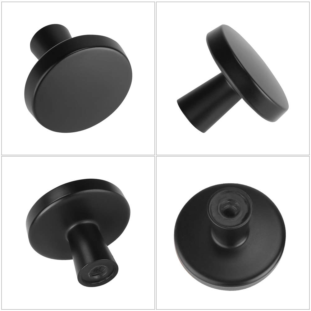 30 Pack Black Round Matte Cabinet Knobs - Zinc Alloy Kitchen Handles for Dresser, Drawer, Desk & Cupboard - Durable Hardware for Home, Office & DIY Projects