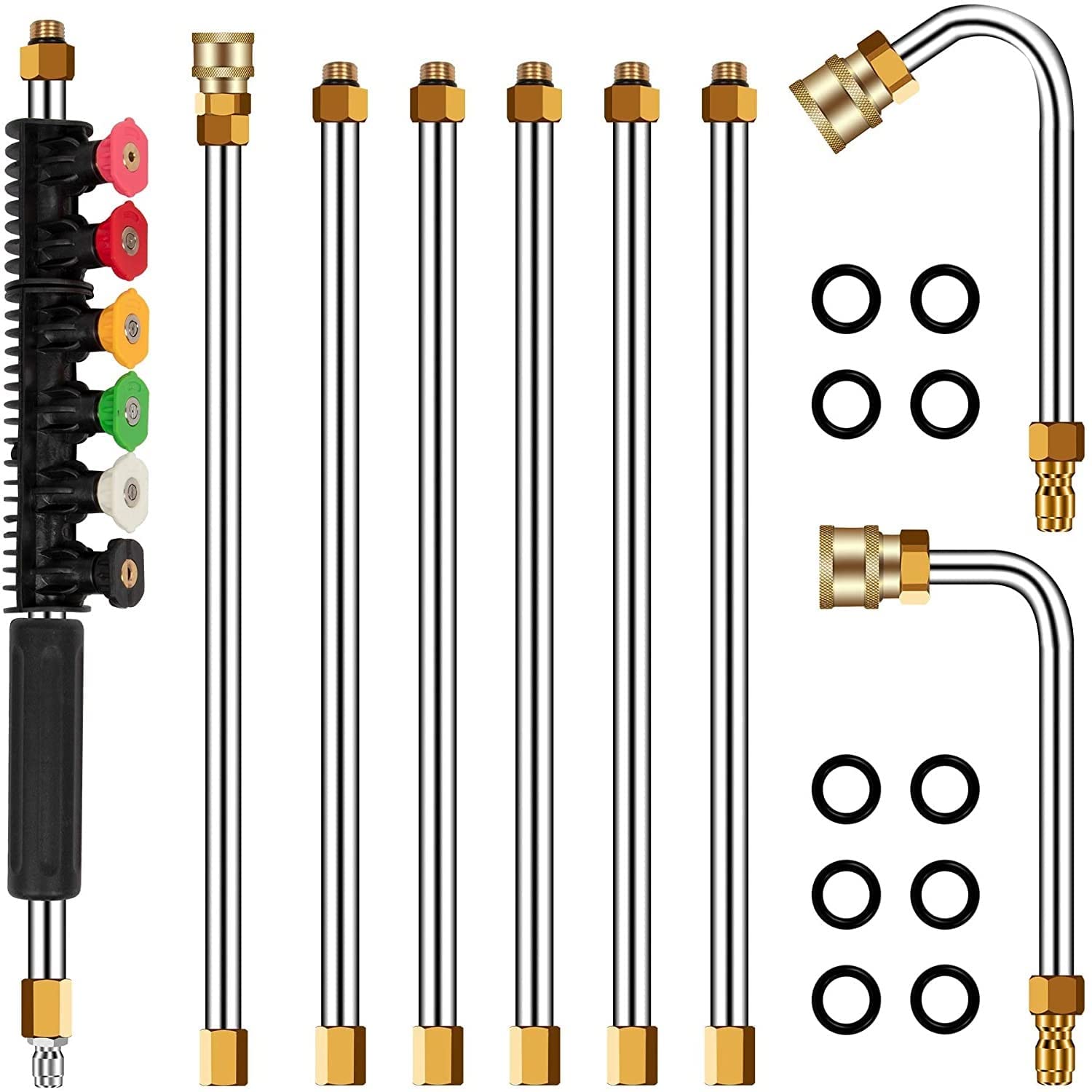 10 Ft Pressure Washer Wand Extension - 15 Pack Heavy Duty Power Washing Attachments with 1/4