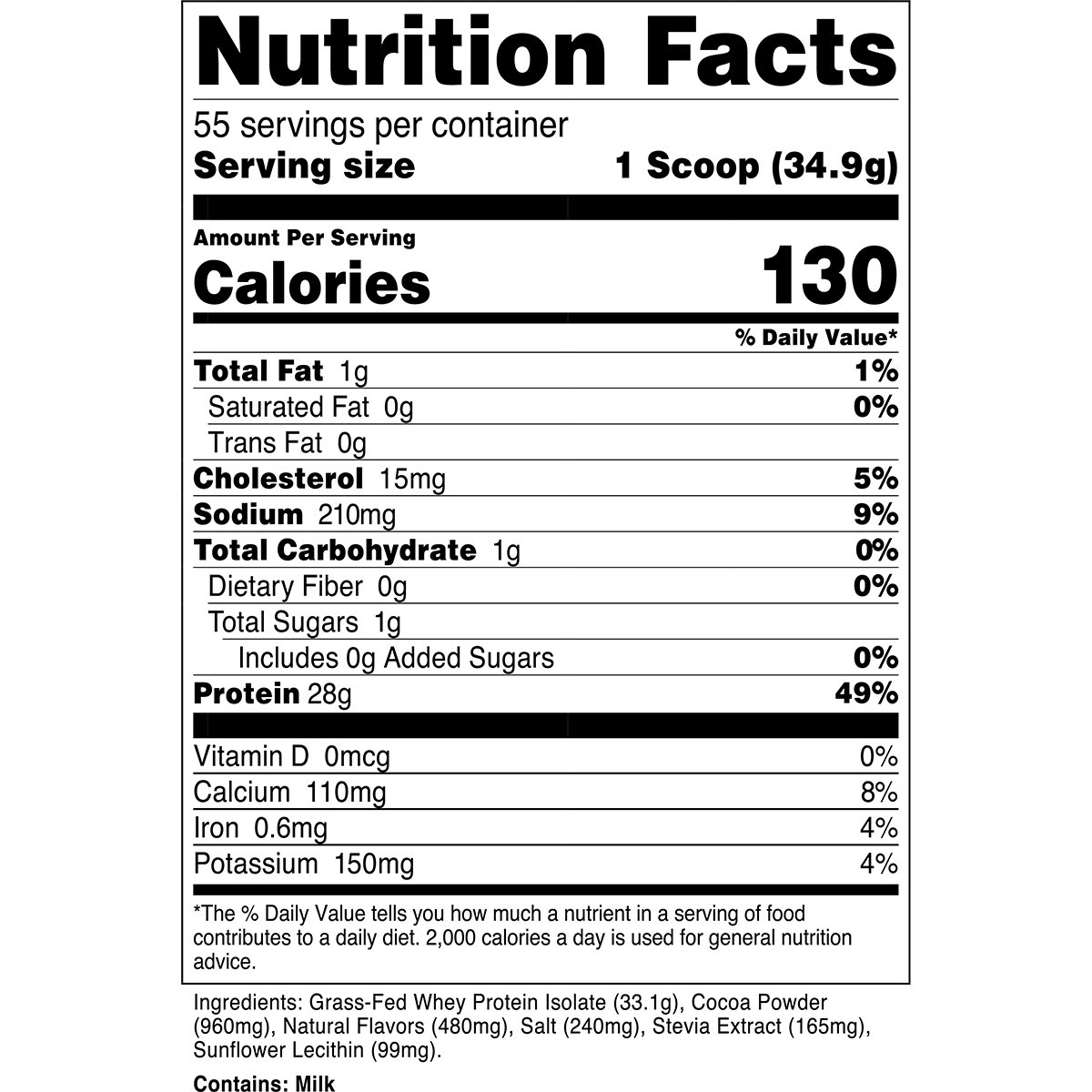 Grass Fed Whey Protein Isolate Powder - 100% Pure, Unflavored, Low Carb & Lactose Free - Ideal for Post-Workout Recovery, Muscle Building & Keto Diet