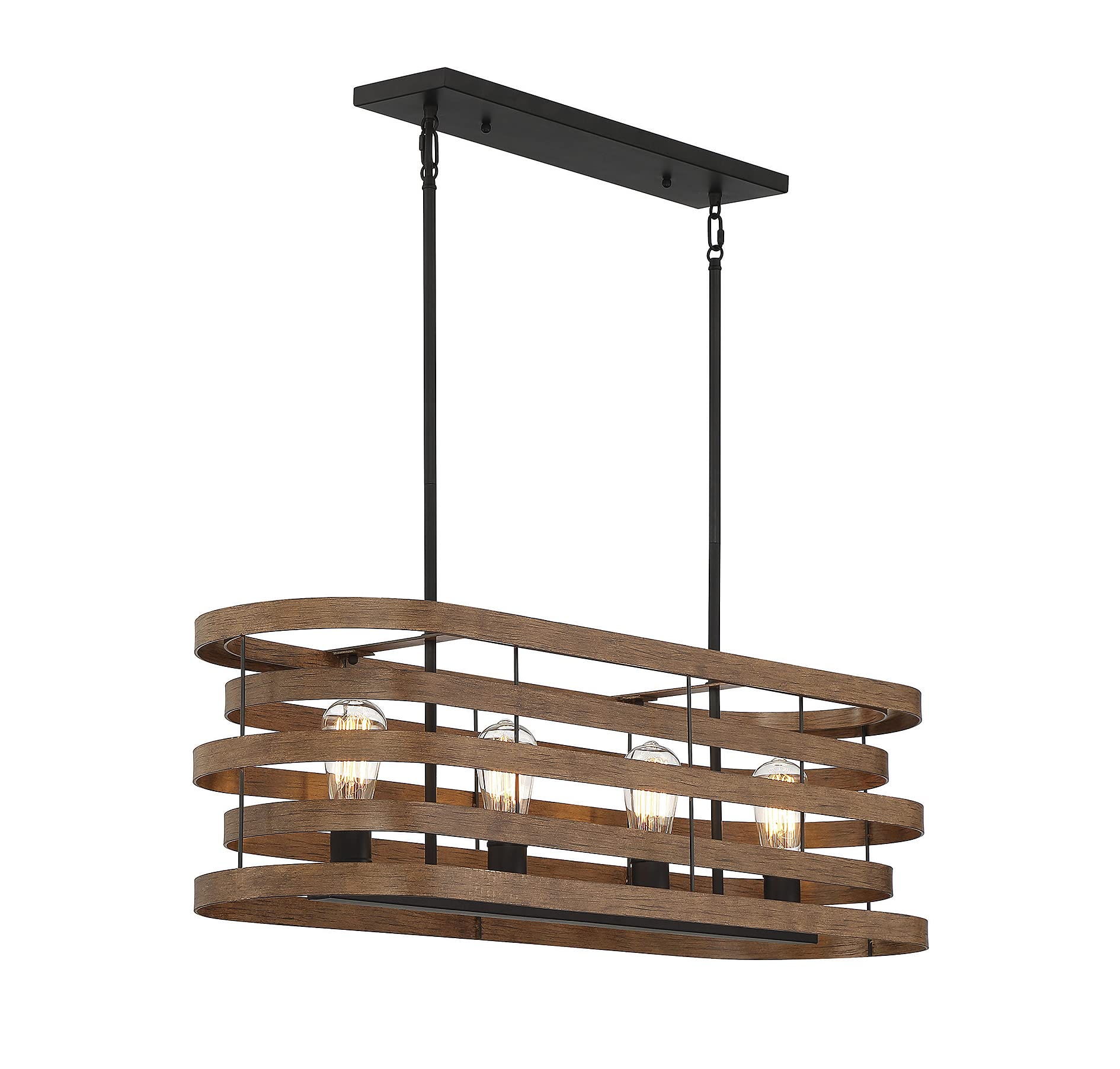 Savoy House Blaine 4-Light Linear Chandelier in Natural Walnut with Black Accents - 10