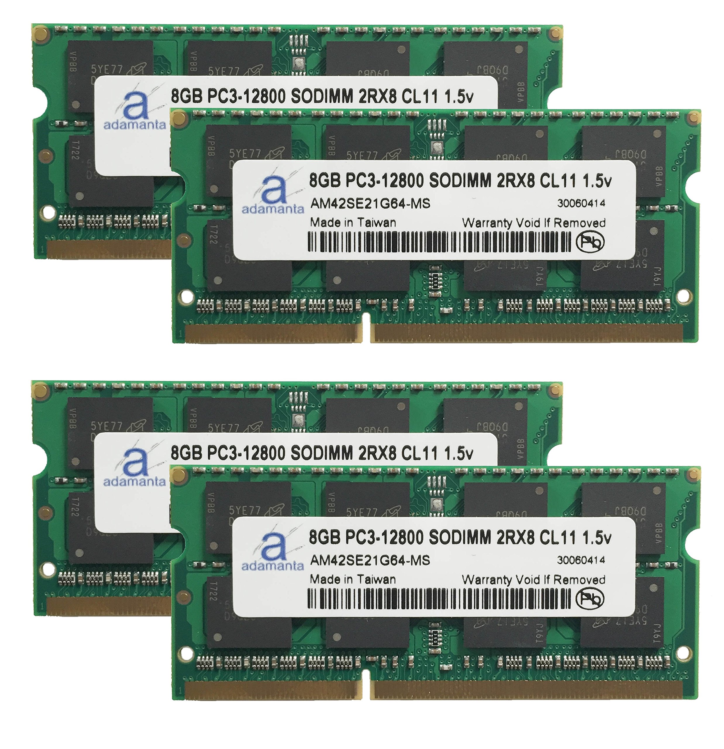 Adamanta 32GB (4x8GB) DDR3 1600MHz SODIMM RAM Memory Upgrade Kit for Toshiba Satellite Pro P870 Laptop - PC3-12800, 2Rx8, CL11, 1.5V - Perfect for Gaming, Multitasking & Performance Boost