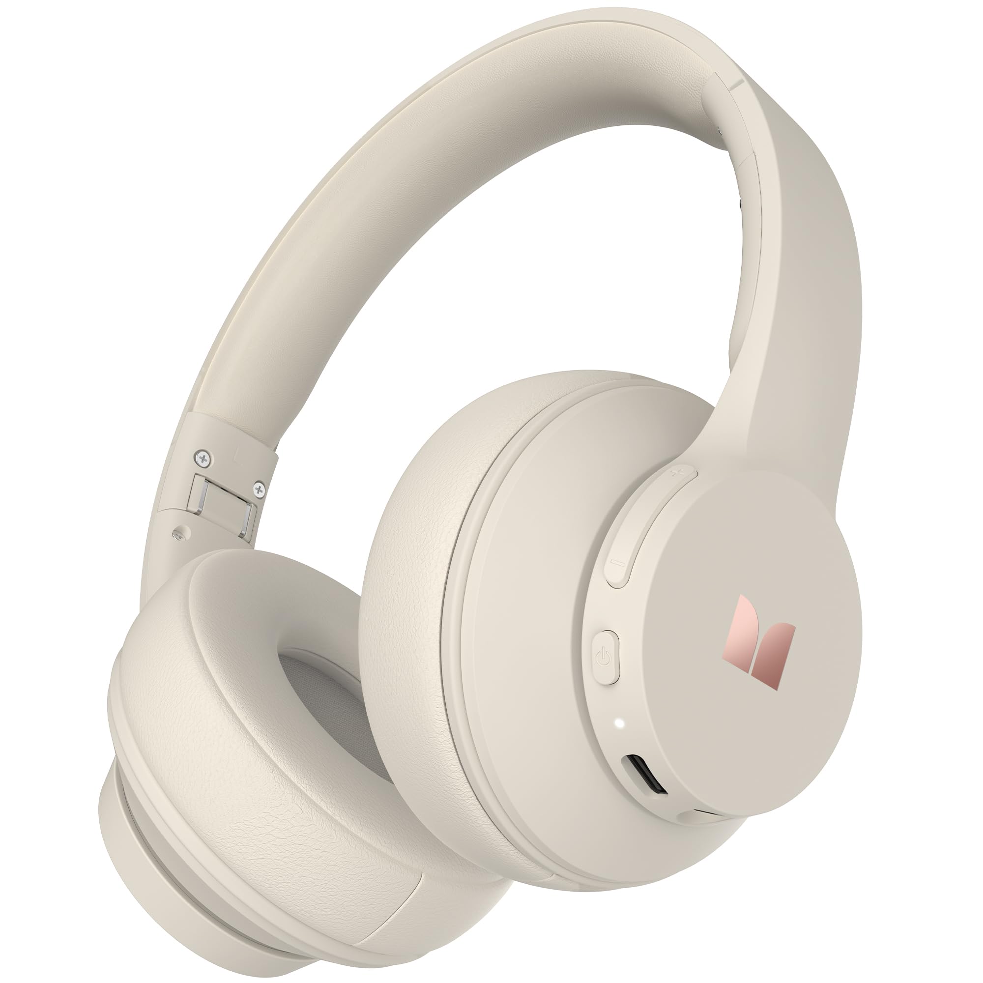 Monster Mission 100 Bluetooth Headphones - Wireless On-Ear Headphones with Immersive Bass, Crystal Clear Calls, 40H Playtime & Bluetooth 5.4 - Comfortable Lightweight Design for Travel, Work, Gym & Home Use (White)