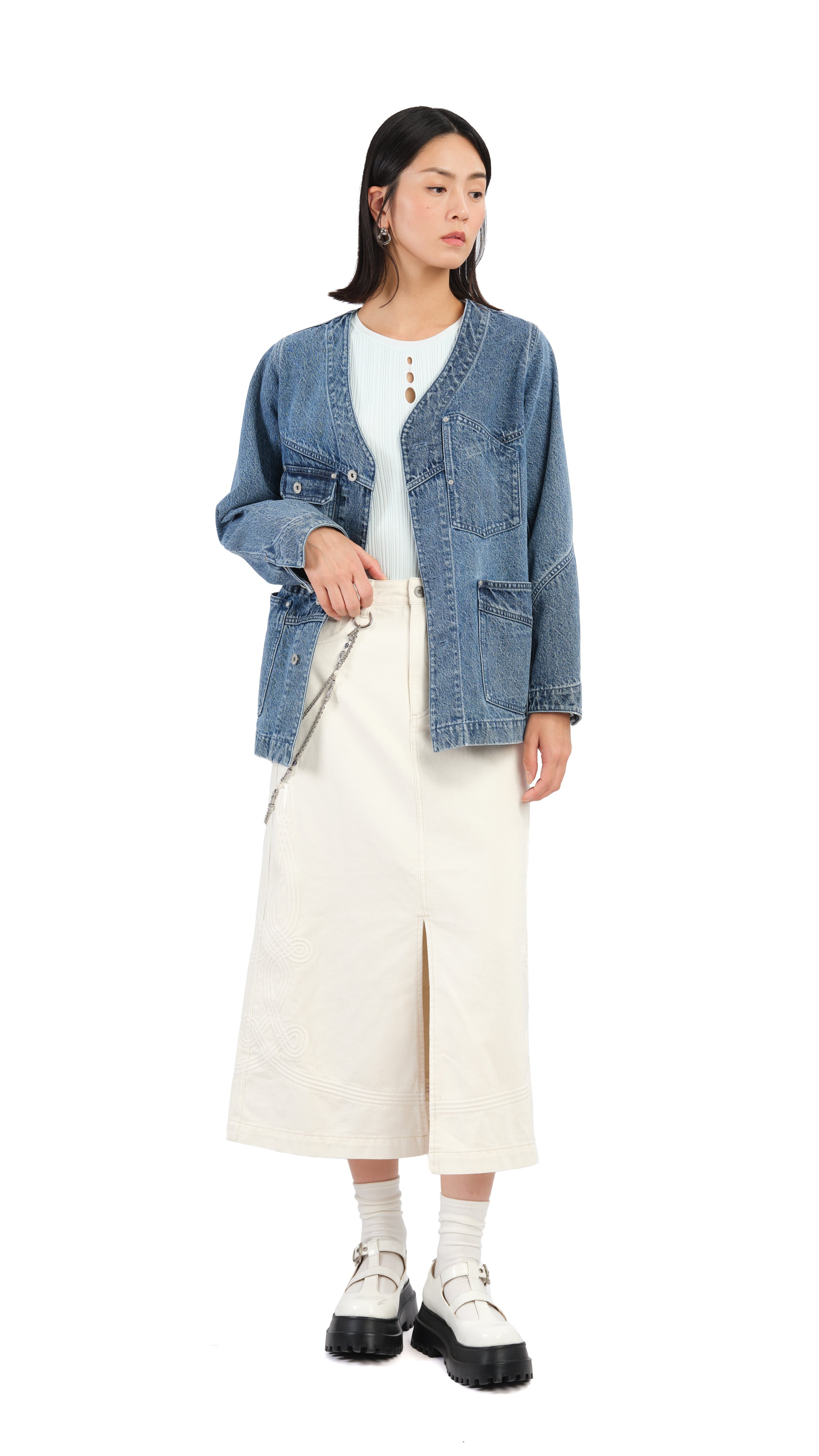 Vintage Rebuilt Collarless Denim Jacket for Women & Men - Distressed Denim Trucker Jacket with Raw Hem - Perfect for Streetwear, Layering & Casual Outfits