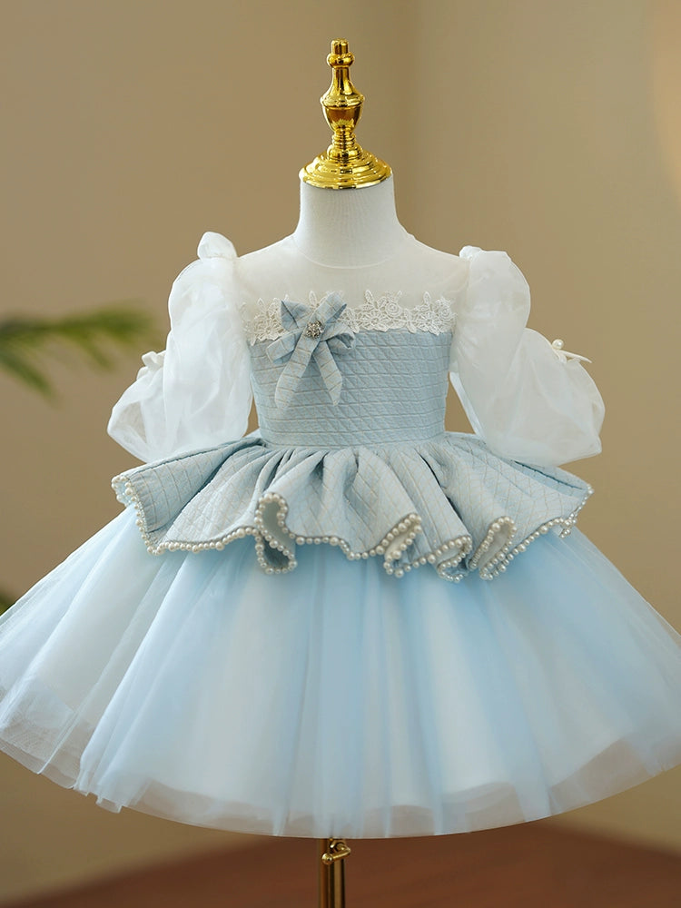 Royal Blue Princess Round Tea-Length Tulle Flower Girl Dress for Weddings & Special Occasions - Perfect for Bridal Parties, Pageants & Formal Events
