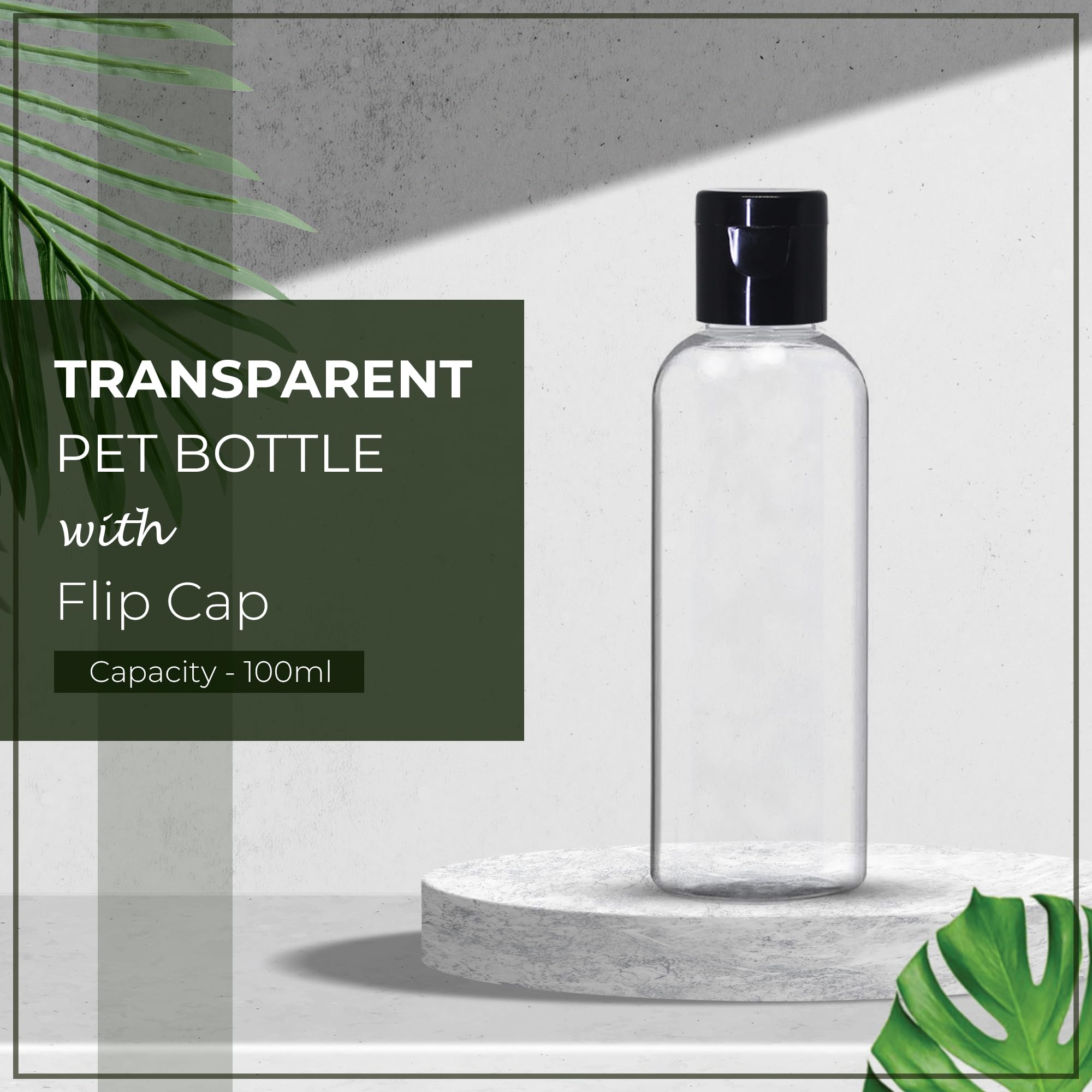 NSB Herbals 100ml Empty Clear Plastic Bottles - Refillable Travel Size Cosmetic Containers with Black Flip Cap - Perfect for Toiletries, Shampoos, Lotions & Creams (Pack of 3) - Ideal for Travel, DIY Beauty Products & Home Organization