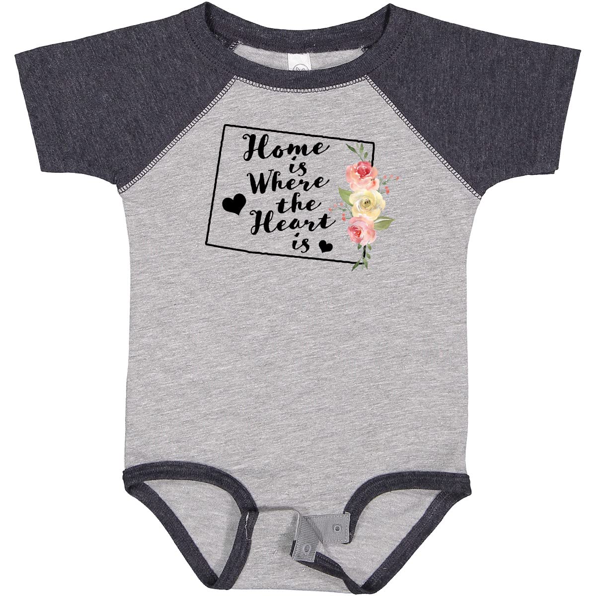 Inktastic Wyoming Home is Where The Heart is Watercolor Baby Bodysuit - Soft Cotton Onesie for Newborns, Infants & Toddlers - Perfect for Family Photos, Holidays & Everyday Wear