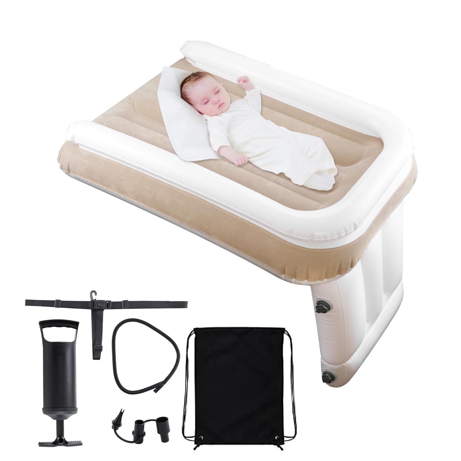 Aohcae Inflatable Toddler Airplane Bed - Portable Blow Up Travel Mattress for Kids with Hand Pump | Perfect for Airplane, Road Trips & Sleepovers