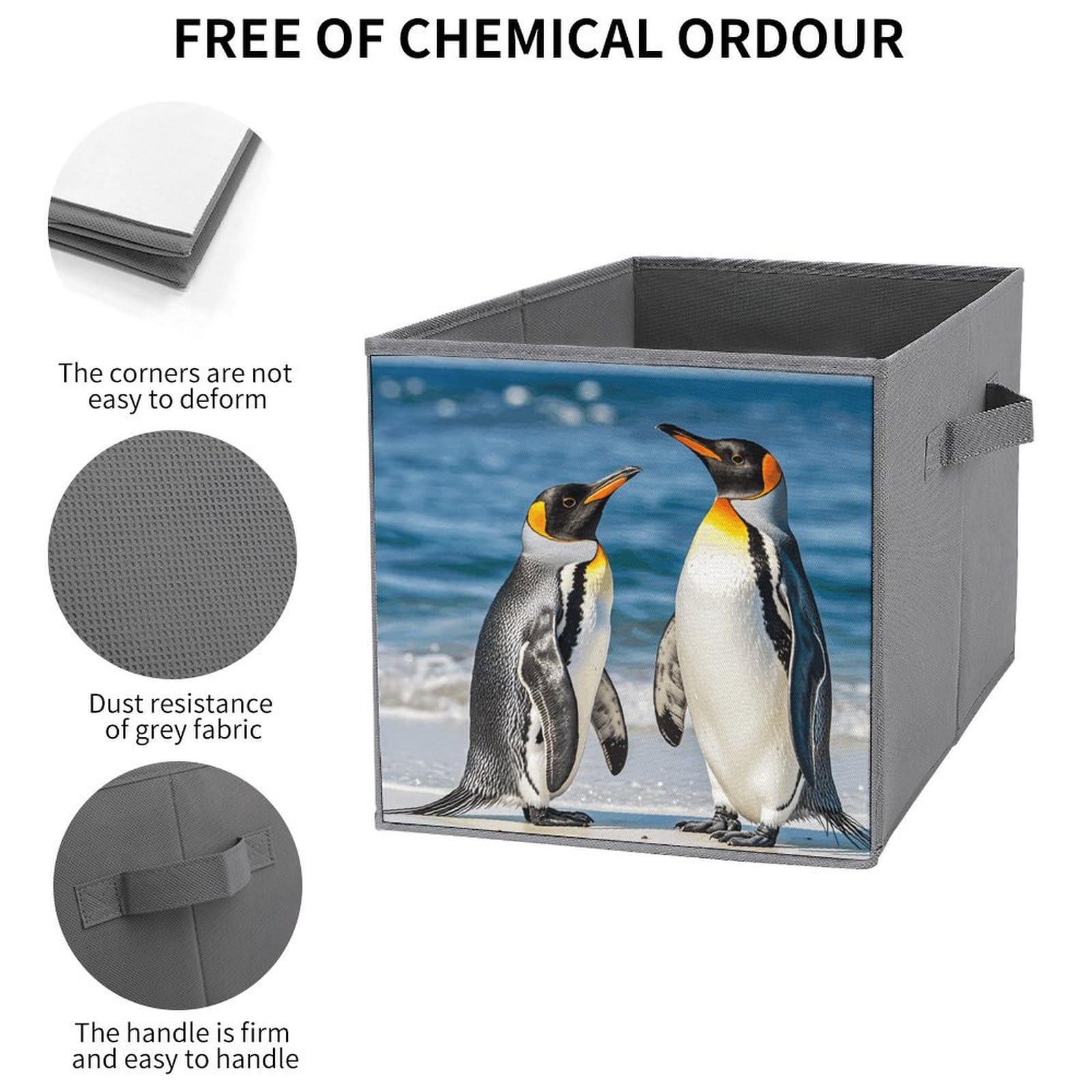 6PCS Collapsible Storage Bins with Handles - Cute Penguin & Ocean Themed Foldable Organizer Boxes for Shelves, Closet, Kids Room & Home Organization - Space Saving Storage Solution for Toys, Books & Household Items