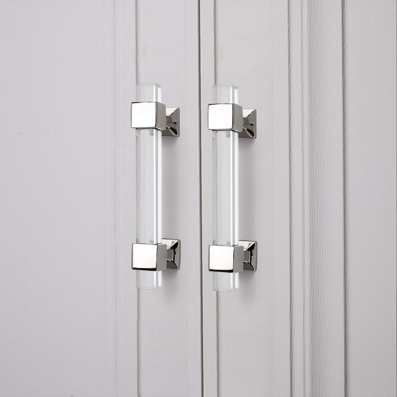 Mengico 25 Pack 3 Inch Cabinet Pulls - Polished Chrome Modern Kitchen Cabinet Handles & Drawer Pulls - Acrylic Cabinet Hardware for Bathroom, Bedroom, Kitchen & Office Storage Solutions
