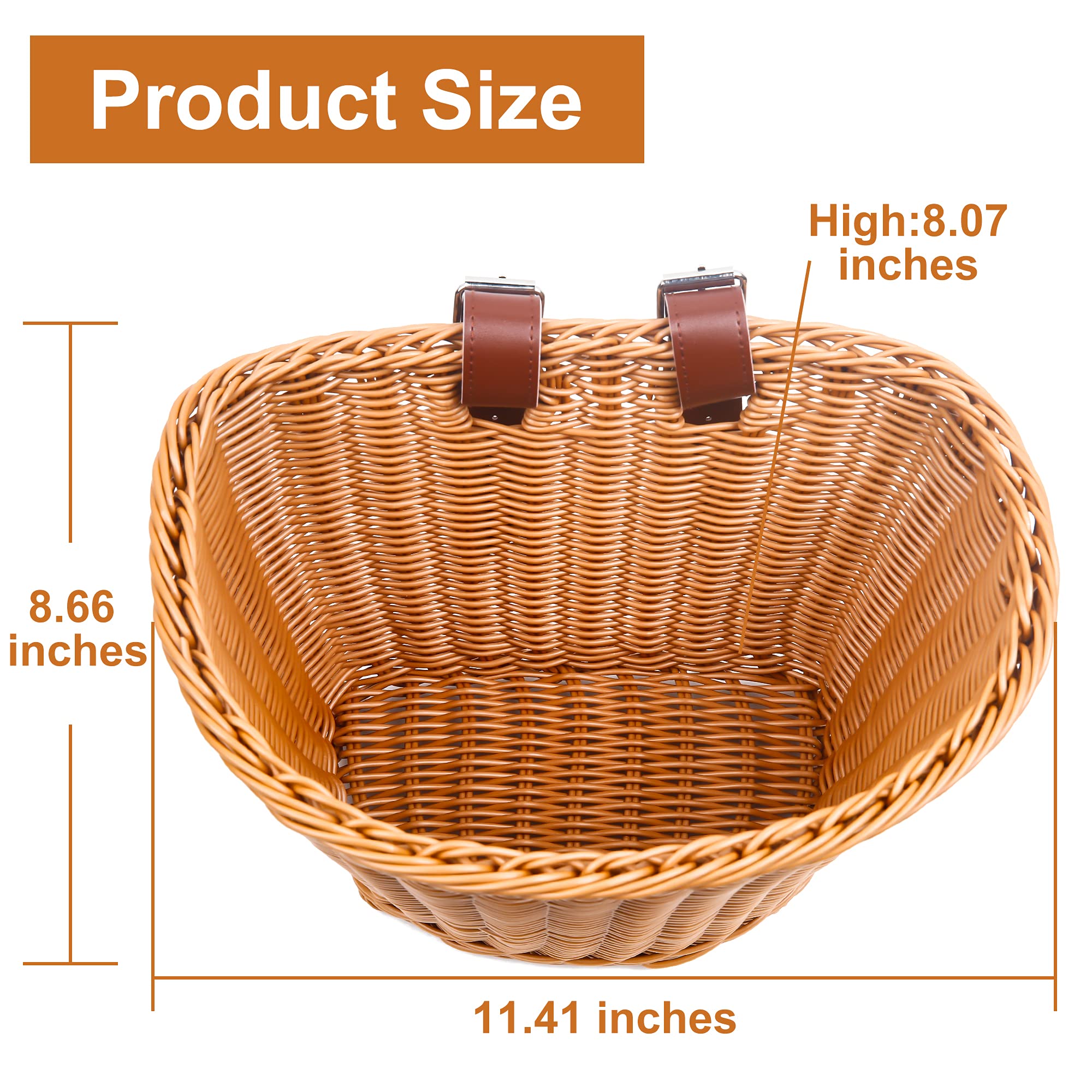 Adjustable Leather Strap Bike Basket - Woven Handlebar Storage for Bicycles | Perfect for Commuting, Groceries & Urban Cycling (Brown, Adult Size)