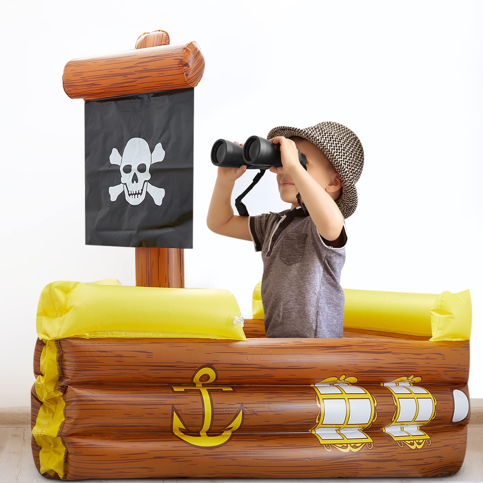 Inflatable Pirate Ship Cooler for Halloween, Birthday, and Pool Parties - Ice Holder, Beverage Serving Container, Food Tray - Perfect for Outdoor Events, Beach Gatherings, and Themed Decorations