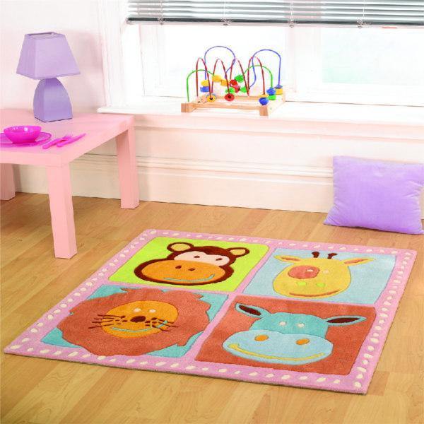 Kiddy Zoo Play Mat for Girls - Soft Non-Slip Kids Floor Rug with Animal Prints - Perfect for Nursery, Playroom & Toddler Bedroom Decor
