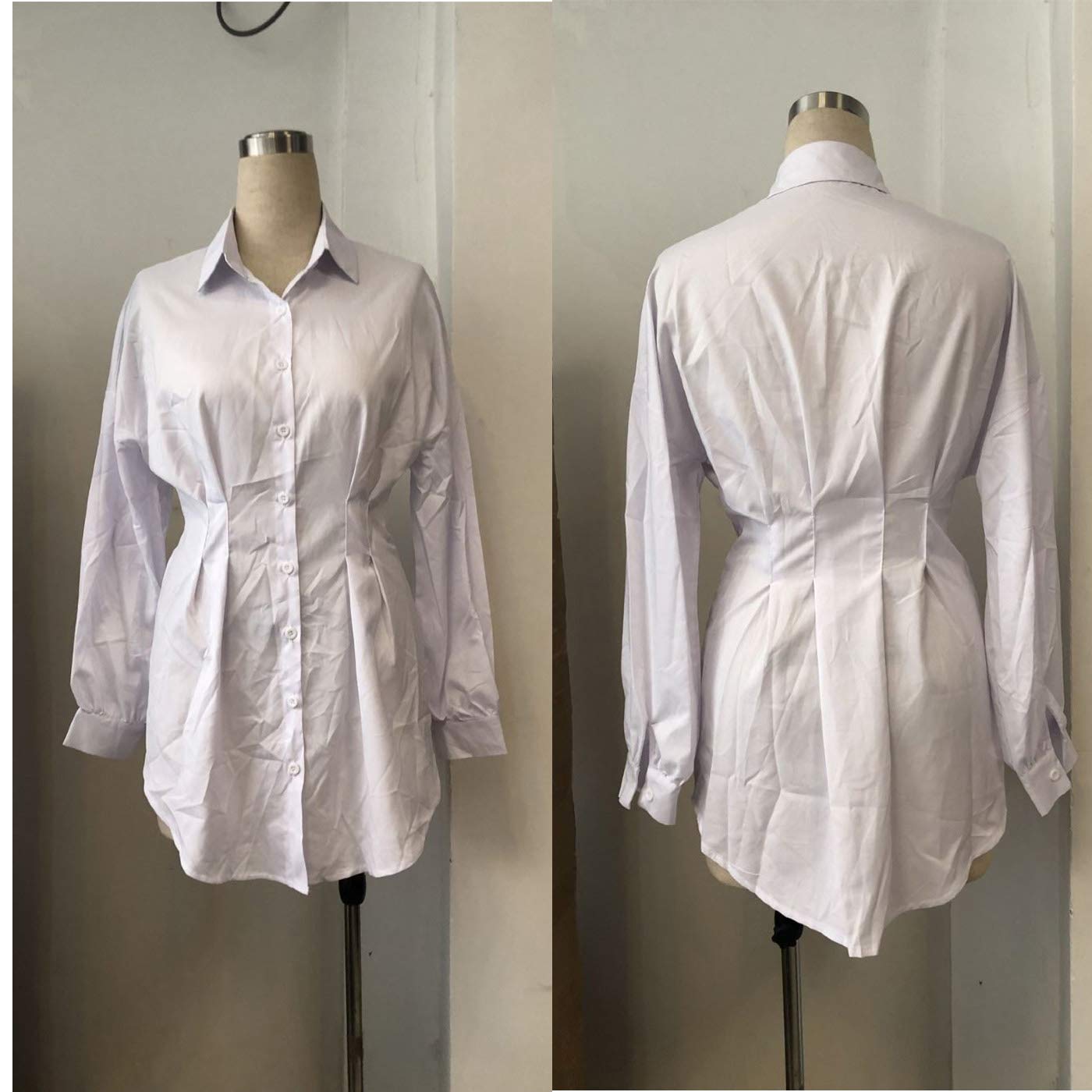 Sexy Mini Shirt Dress for Women - Casual Long Sleeve V-Neck Button Down Blouse with Belt | Perfect for Date Night, Office Wear & Summer Outfits