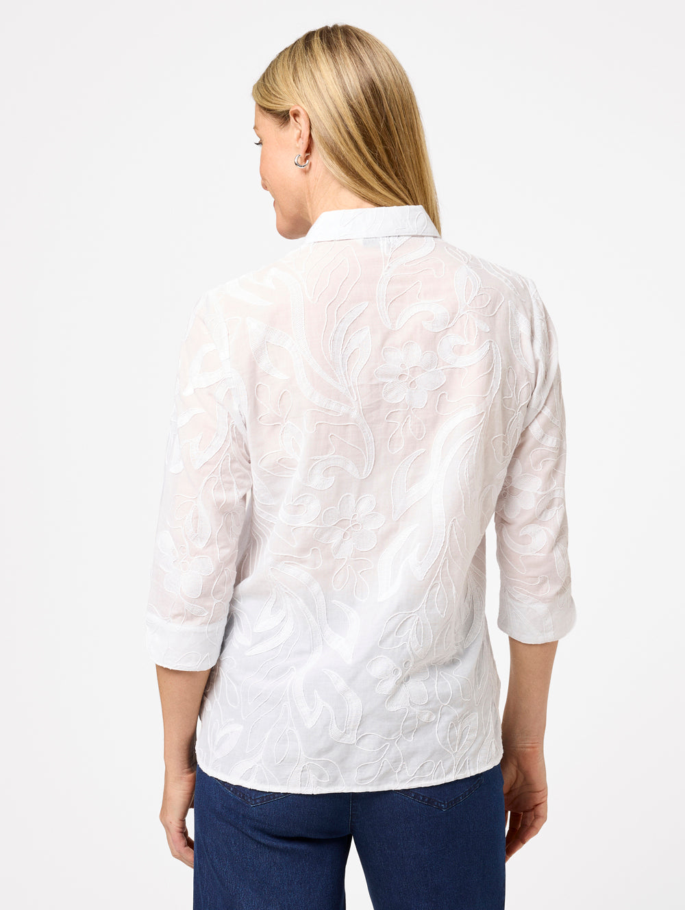 Premium Nori 3/4 Sleeve Casual Shirt for Women - Soft Cotton Blend Top for Work, Office & Everyday Wear