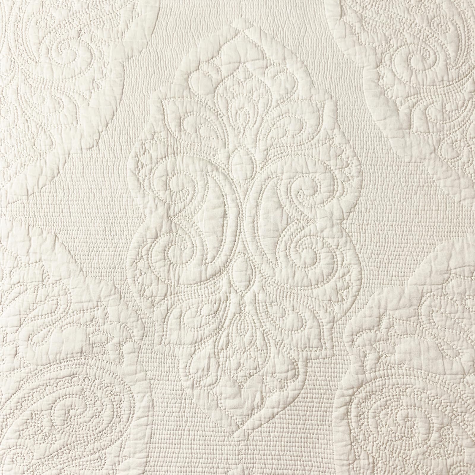 ABREEZE Luxury Beige Paisley Quilt Bedding Set - 100% Cotton Queen Size Bedspread Coverlet - Farmhouse Style Comforter Set for Cozy Bedroom Decor | Perfect for Master Bedroom, Guest Room & Vacation Homes