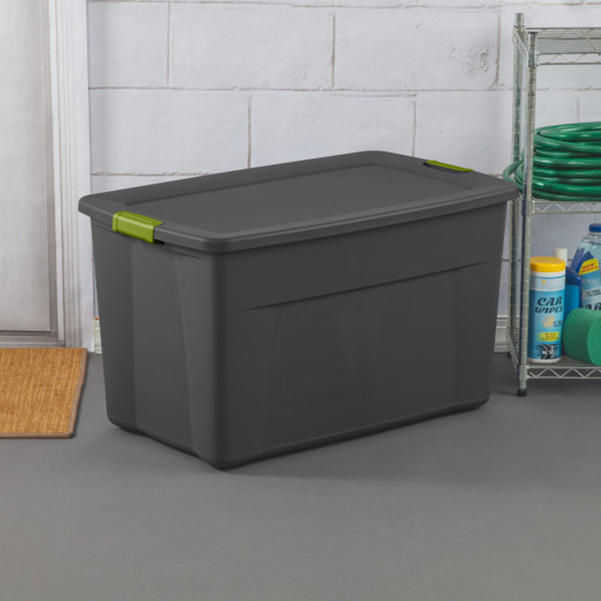 Sterilite 8-Pack 35 Gallon Gray Plastic Storage Bins with Secure Lids - Durable Organizer Containers for Home, Garage, and Office Storage Solutions