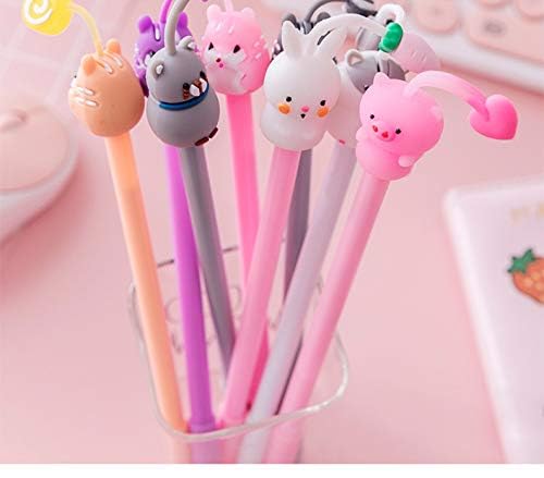 Colorful Cartoon Animal Gel Pens Set - 0.38mm Fine Point Ballpoint Ink Pens for School & Office (8 Pack) - Cute Cat, Rabbit & Pig Designs - Perfect for Note Taking, Journaling & Kids Gifts